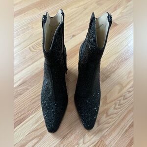 Betsy Johnson Black Sparkly bootie. Never worn. Size 8.5.
